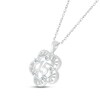 Thumbnail Image 2 of White Lab-Created Sapphire Quinceañera Flower Necklace Sterling Silver 18&quot;