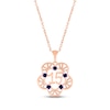 Thumbnail Image 0 of Blue Lab-Created Sapphire Quinceañera Flower Necklace 10K Rose Gold 18"