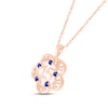 Thumbnail Image 1 of Blue Lab-Created Sapphire Quinceañera Flower Necklace 10K Rose Gold 18"