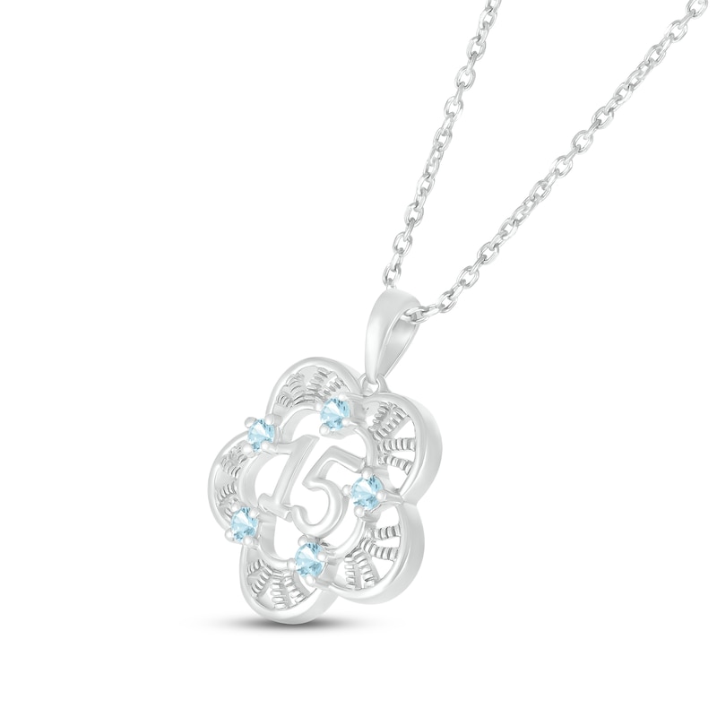 Main Image 2 of Aquamarine Quinceañera Flower Necklace 10K White Gold 18&quot;