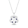 Thumbnail Image 1 of Blue Lab-Created Sapphire Quinceañera Flower Necklace 10K White Gold 18"