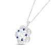 Thumbnail Image 2 of Blue Lab-Created Sapphire Quinceañera Flower Necklace 10K White Gold 18"