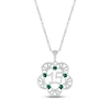 Lab-Created Emerald Quinceañera Flower Necklace 10K White Gold 18"