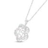 Thumbnail Image 2 of Lab-Created Opal Quinceañera Flower Necklace 10K White Gold 18&quot;