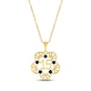 Thumbnail Image 0 of Blue Lab-Created Sapphire Quinceañera Flower Necklace 10K Yellow Gold 18"