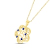 Thumbnail Image 1 of Blue Lab-Created Sapphire Quinceañera Flower Necklace 10K Yellow Gold 18"