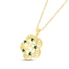 Thumbnail Image 2 of Lab-Created Emerald Quinceañera Flower Necklace 10K Yellow Gold 18"