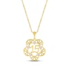 Thumbnail Image 1 of Lab-Created Opal Quinceañera Flower Necklace 10K Yellow Gold 18&quot;