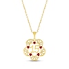 Thumbnail Image 1 of Lab-Created Ruby Quinceañera Flower Necklace 10K Yellow Gold 18&quot;