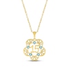 Thumbnail Image 0 of Swiss Blue Topaz Quinceañera Flower Necklace 10K Yellow Gold 18"