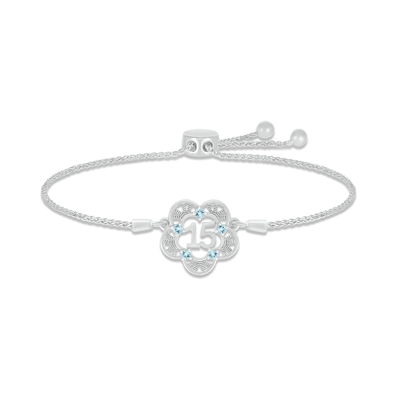 Main Image 1 of Aquamarine Quinceañera Bolo Bracelet Sterling Silver