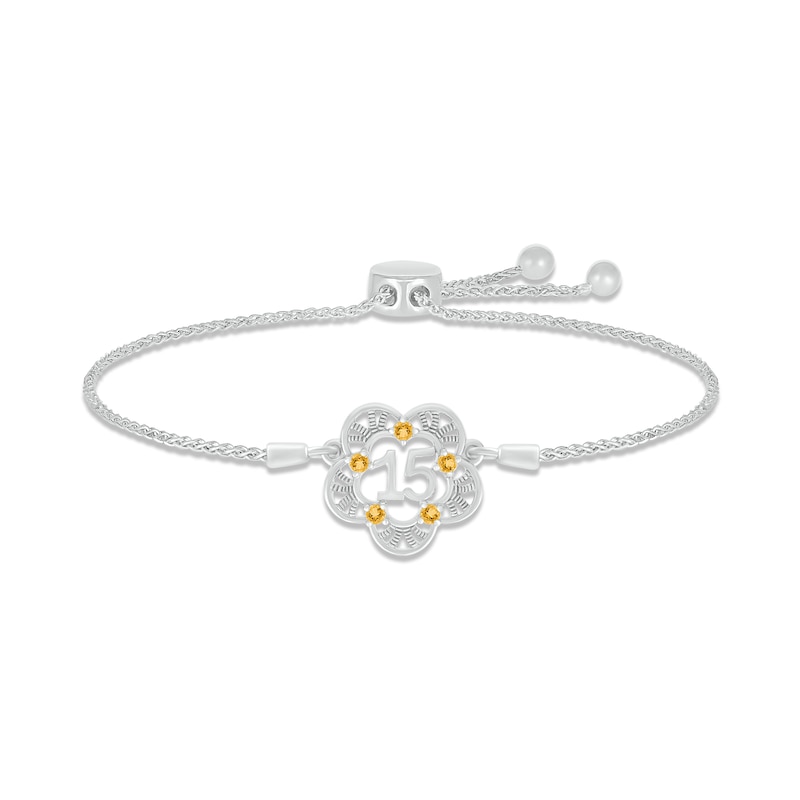 Main Image 1 of Citrine Quinceañera Bolo Bracelet Sterling Silver