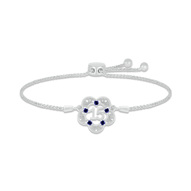 Main Image 1 of Blue Lab-Created Sapphire Quinceañera Bolo Bracelet Sterling Silver