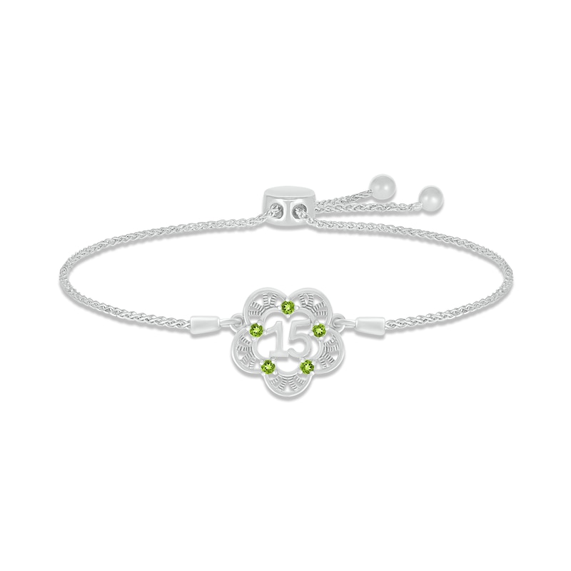 Main Image 1 of Peridot Quinceañera Bolo Bracelet Sterling Silver
