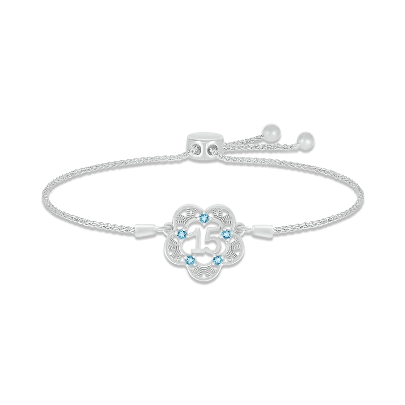 Main Image 1 of Swiss Blue Topaz Quinceañera Bolo Bracelet Sterling Silver