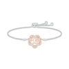 Thumbnail Image 1 of White Lab-Created Sapphire Quinceañera Bolo Bracelet Sterling Silver & 10K Rose Gold