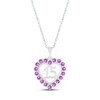 Thumbnail Image 1 of Amethyst Quinceañera Heart Necklace Sterling Silver 18&quot;