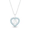 Thumbnail Image 0 of Aquamarine Quinceañera Heart Necklace Sterling Silver 18"