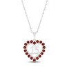 Thumbnail Image 1 of Garnet Quinceañera Heart Necklace Sterling Silver 18"