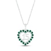 Thumbnail Image 0 of Lab-Created Emerald Quinceañera Heart Necklace Sterling Silver 18"