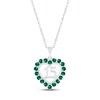 Thumbnail Image 0 of Lab-Created Emerald Quinceañera Heart Necklace Sterling Silver 18"