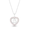 Thumbnail Image 1 of Lab-Created Opal Quinceañera Heart Necklace Sterling Silver 18"
