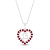 Thumbnail Image 0 of Lab-Created Ruby Quinceañera Heart Necklace Sterling Silver 18"