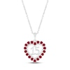 Thumbnail Image 1 of Lab-Created Ruby Quinceañera Heart Necklace Sterling Silver 18&quot;