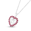 Thumbnail Image 2 of Lab-Created Ruby Quinceañera Heart Necklace Sterling Silver 18&quot;