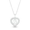 White Lab-Created Sapphire Quinceañera Heart Necklace Sterling Silver 18"
