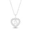 Thumbnail Image 1 of White Lab-Created Sapphire Quinceañera Heart Necklace Sterling Silver 18&quot;