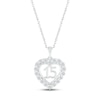 Thumbnail Image 0 of White Lab-Created Sapphire Quinceañera Heart Necklace Sterling Silver 18"