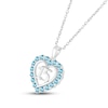 Thumbnail Image 2 of Swiss Blue Topaz Quinceañera Heart Necklace Sterling Silver 18&quot;