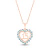 Thumbnail Image 1 of Aquamarine Quinceañera Heart Necklace 10K Rose Gold 18"