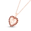 Garnet Quinceañera Heart Necklace 10K Rose Gold 18"