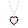 Thumbnail Image 1 of Blue Lab-Created Sapphire Quinceañera Heart Necklace 10K Rose Gold 18"