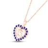 Thumbnail Image 2 of Blue Lab-Created Sapphire Quinceañera Heart Necklace 10K Rose Gold 18"