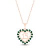 Thumbnail Image 1 of Lab-Created Emerald Quinceañera Heart Necklace 10K Rose Gold 18&quot;