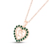 Thumbnail Image 2 of Lab-Created Emerald Quinceañera Heart Necklace 10K Rose Gold 18&quot;