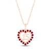 Thumbnail Image 0 of Lab-Created Ruby Quinceañera Heart Necklace 10K Rose Gold 18"