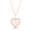 Thumbnail Image 1 of White Lab-Created Sapphire Quinceañera Heart Necklace 10K Rose Gold 18&quot;