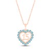 Thumbnail Image 1 of Swiss Blue Topaz Quinceañera Heart Necklace 10K Rose Gold 18&quot;