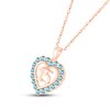 Thumbnail Image 2 of Swiss Blue Topaz Quinceañera Heart Necklace 10K Rose Gold 18&quot;