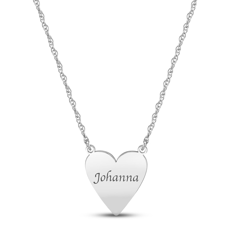 Heart Name Necklace 10K White Gold 18"