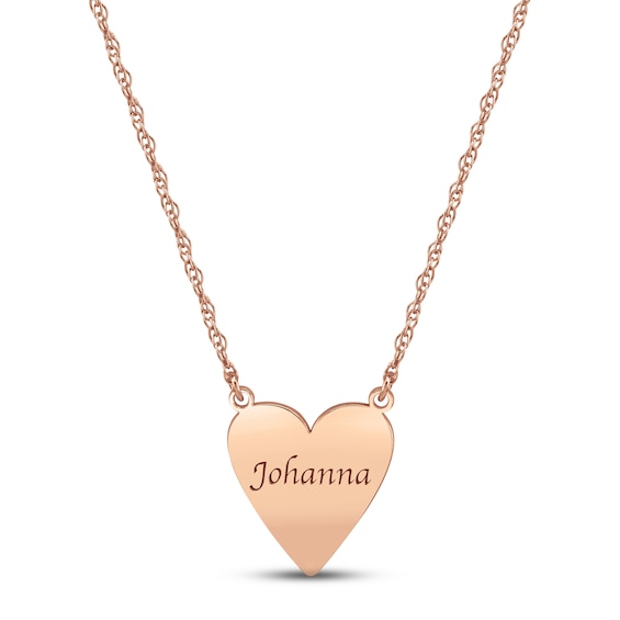 Heart Name Necklace 14K Rose Gold 18"