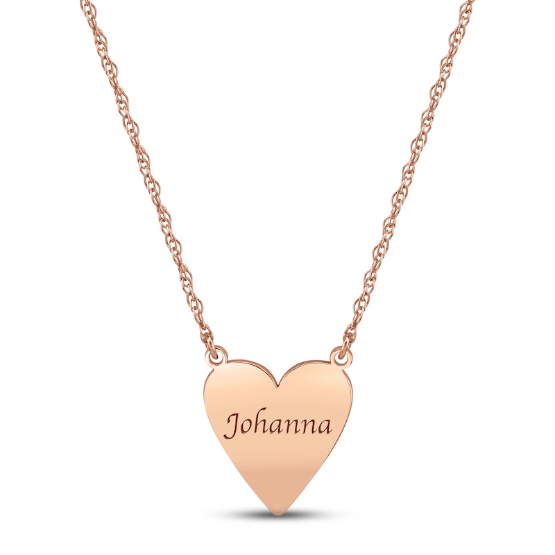 Main Image 1 of Heart Name Necklace 14K Rose Gold 18&quot;