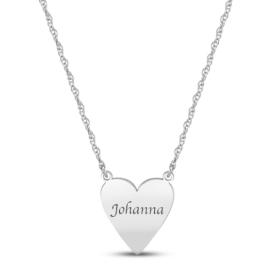 Heart Name Necklace 14K White Gold 18"
