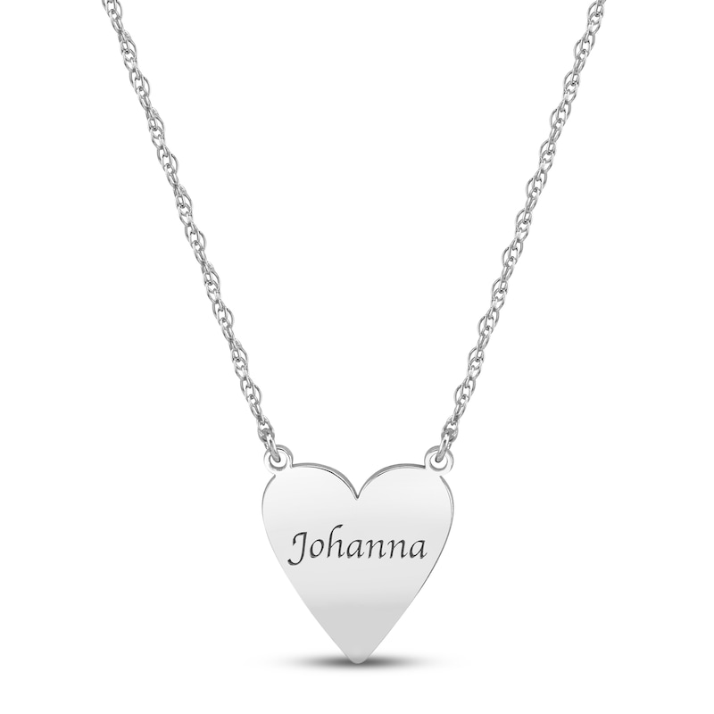 Heart Name Necklace 14K White Gold 18"