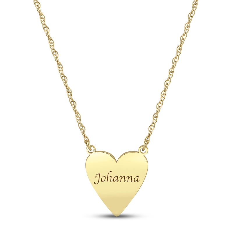 Heart Name Necklace 14K Yellow Gold 18"
