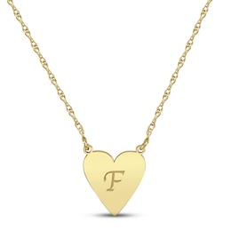 Script Initial Heart Necklace 10K Yellow Gold 18"